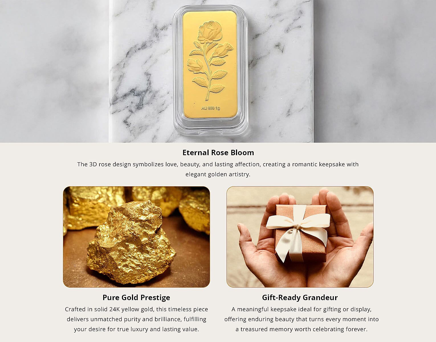 24K Yellow Gold 3D Rose Emboss Sheet 1 Grams Banner