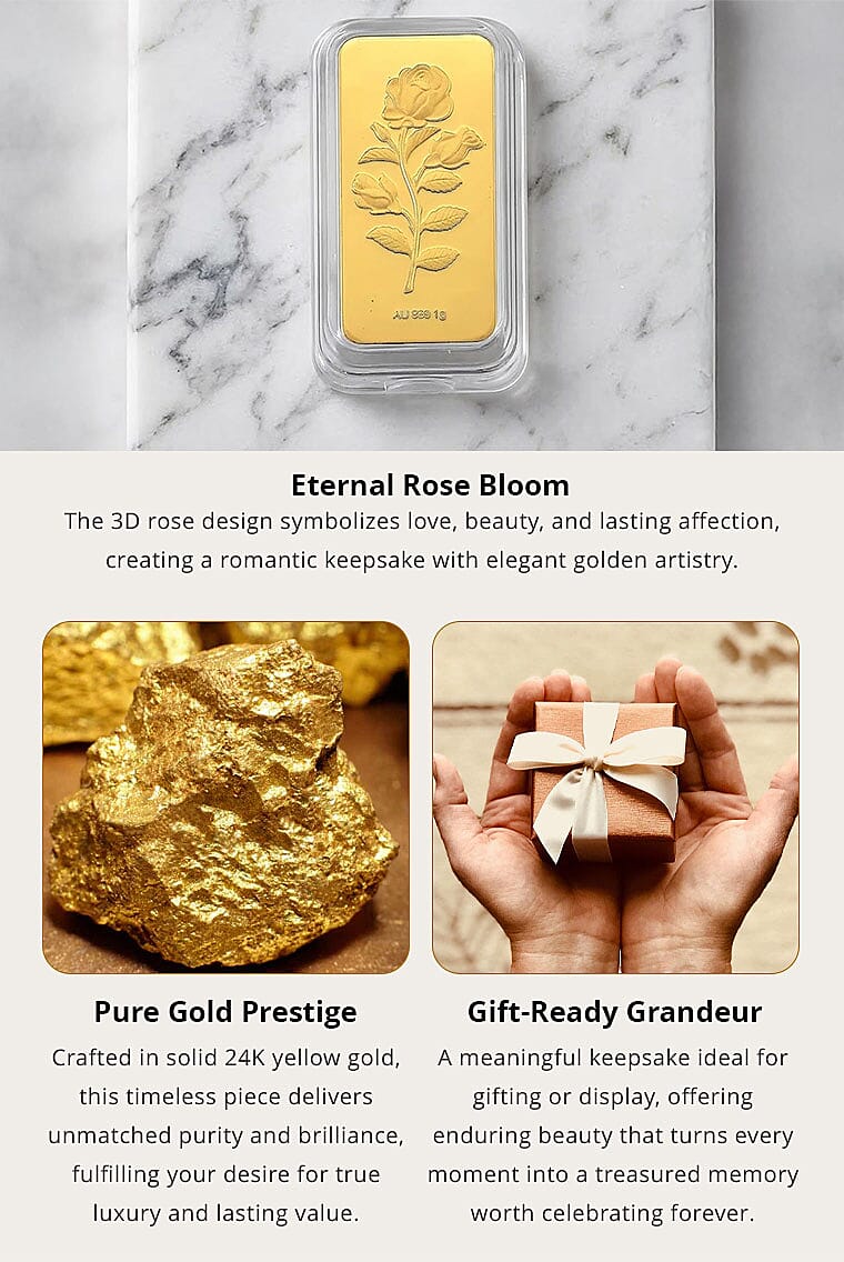 Buy 24K Yellow Gold 3D Rose Emboss Sheet 1 Grams at ShopLC.