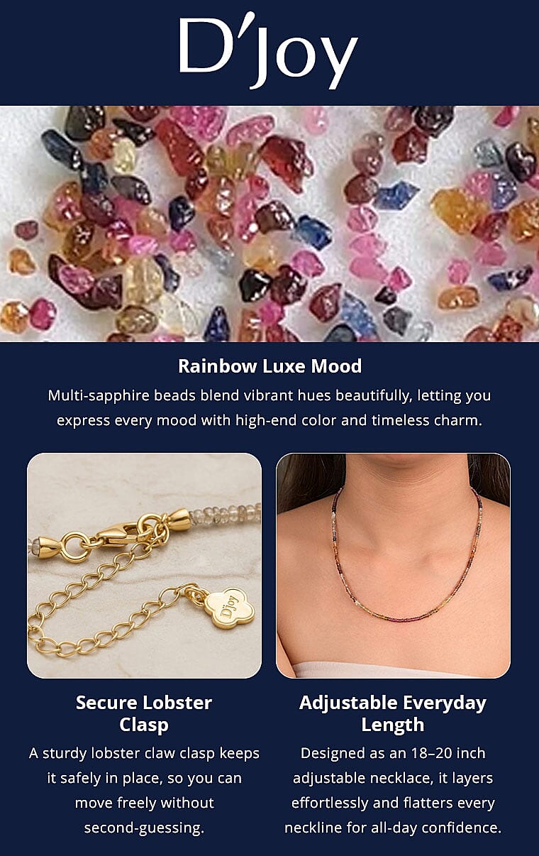 Doorbuster D'Joy Premium Multi Sapphire 45.00 ctw Beaded Necklace in 18K Vermeil Yellow Gold Over Sterling Silver 18-20 Inches Banner