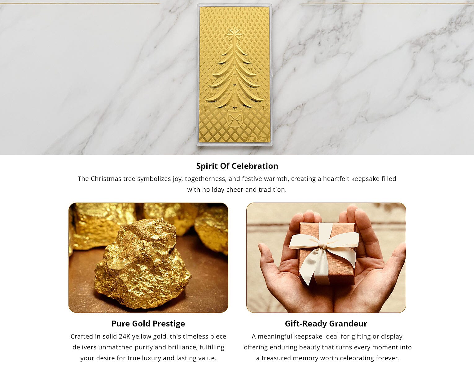 24K Yellow Golden Christmas Tree Emboss Sheet 15.5x7.5cm 100mg Banner