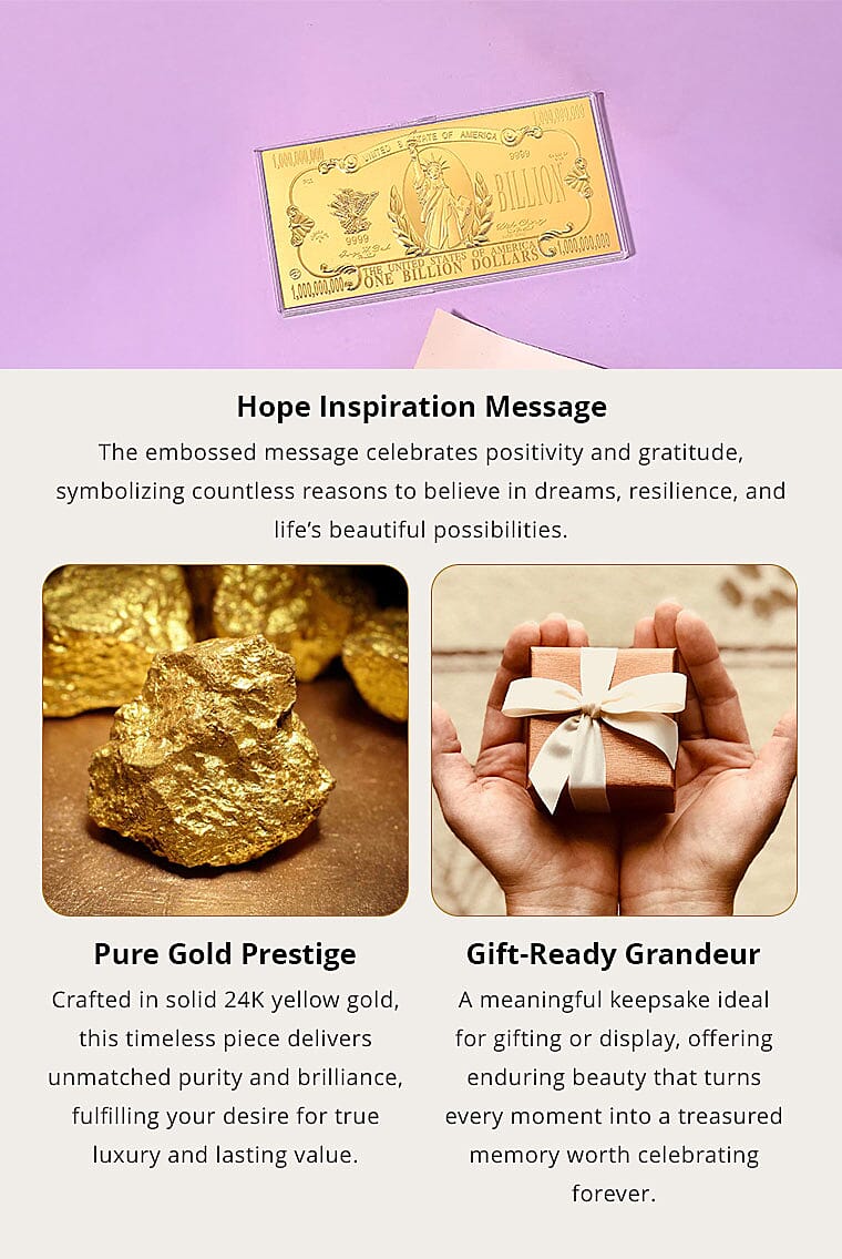 Valentine Special Deal 24K Golden A Billion Reasons to Believe in Gold Embossed Sheet (15.5x7.5cm) 100mg Banner