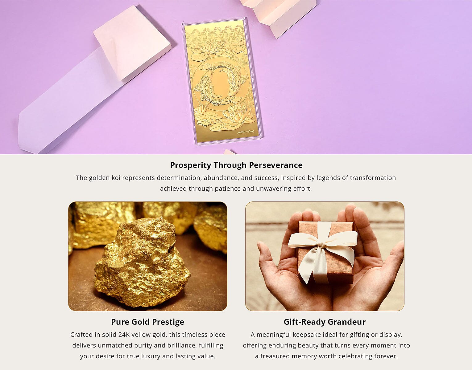 24K Golden Blessings of the Golden Koi Embossed Sheet 100 mg Banner