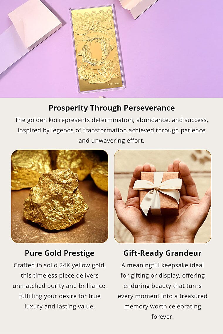 24K Golden Blessings of the Golden Koi Embossed Sheet 100 mg Banner