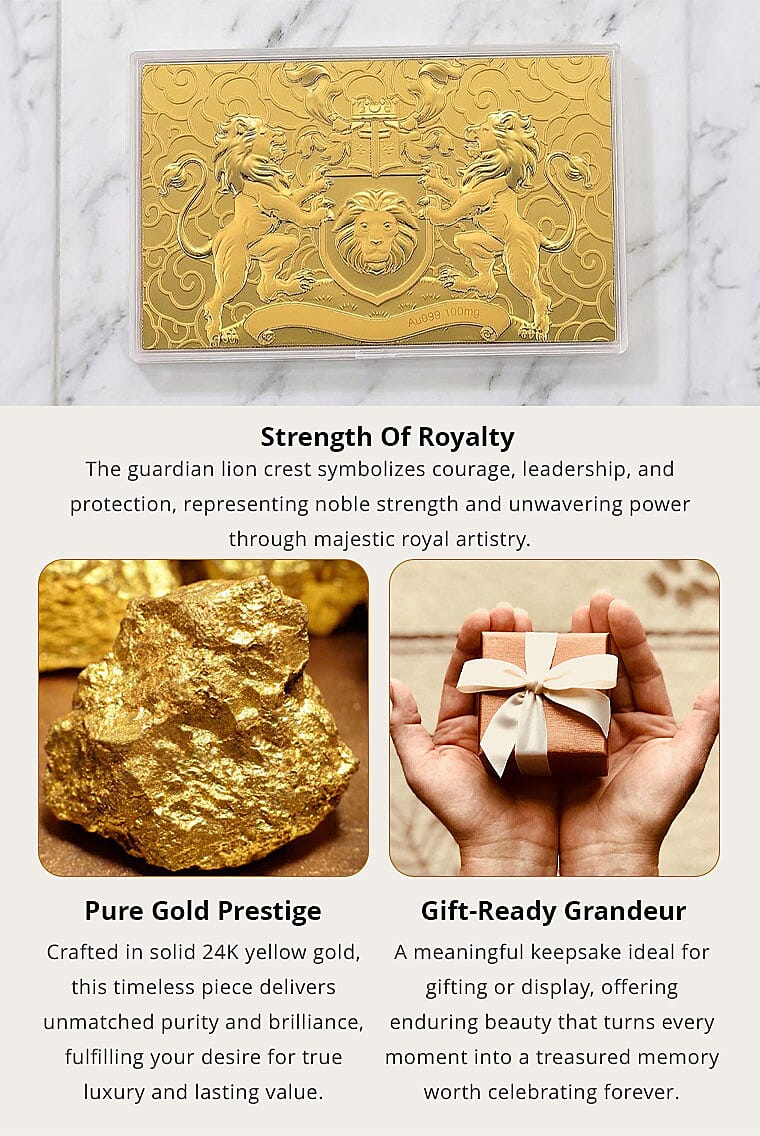 24K Golden Guardian Lion Crest Emboss Sheet (15.5x7.5cm) 100mg (Del. in 5-7 Days) Banner