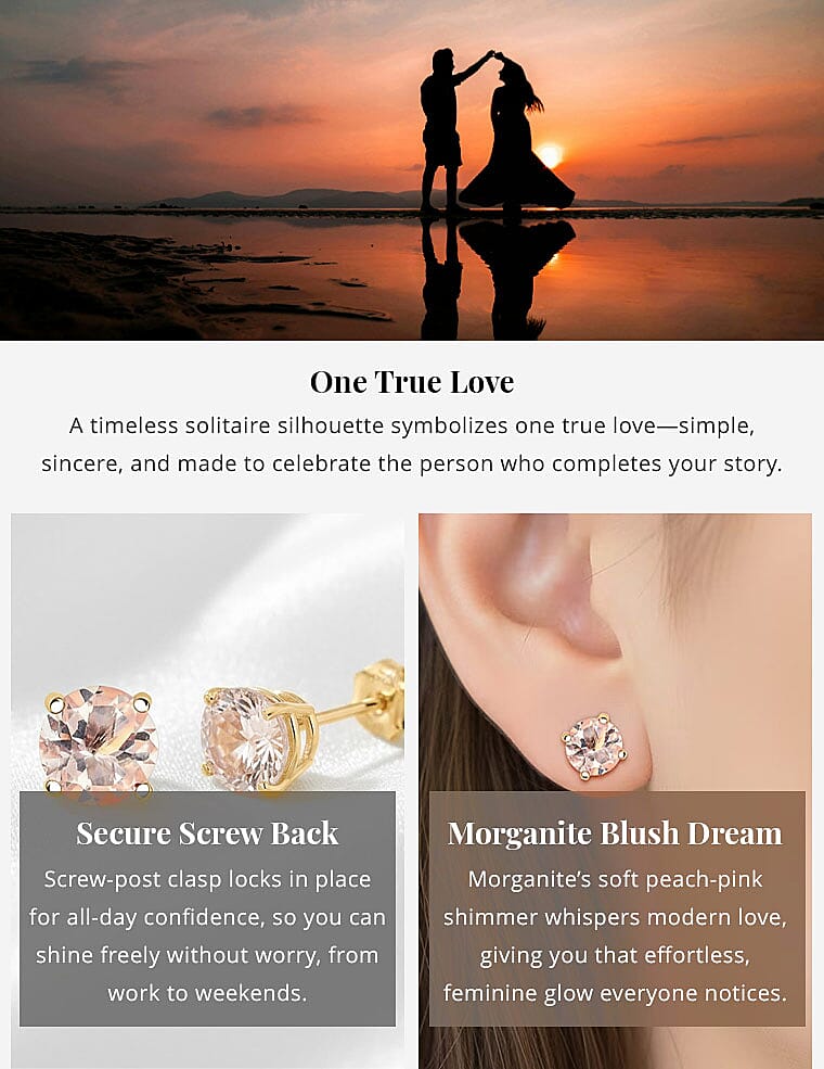 Doorbuster AAA Marropino Morganite 1.50 ctw Screw Post Earrings in 14K Yellow Gold Banner