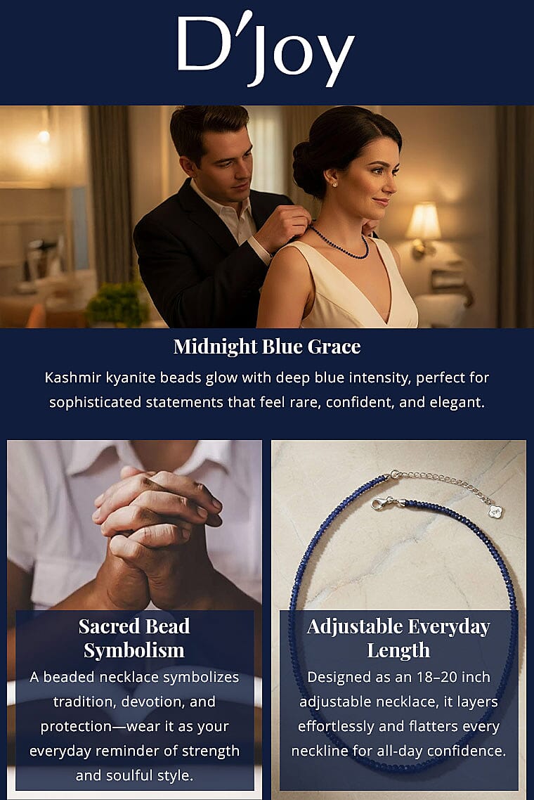 Doorbuster D'Joy Premium Kashmir Kyanite 95.00 ctw Beaded Necklace in Rhodium Over Sterling Silver 18-20 Inches Banner