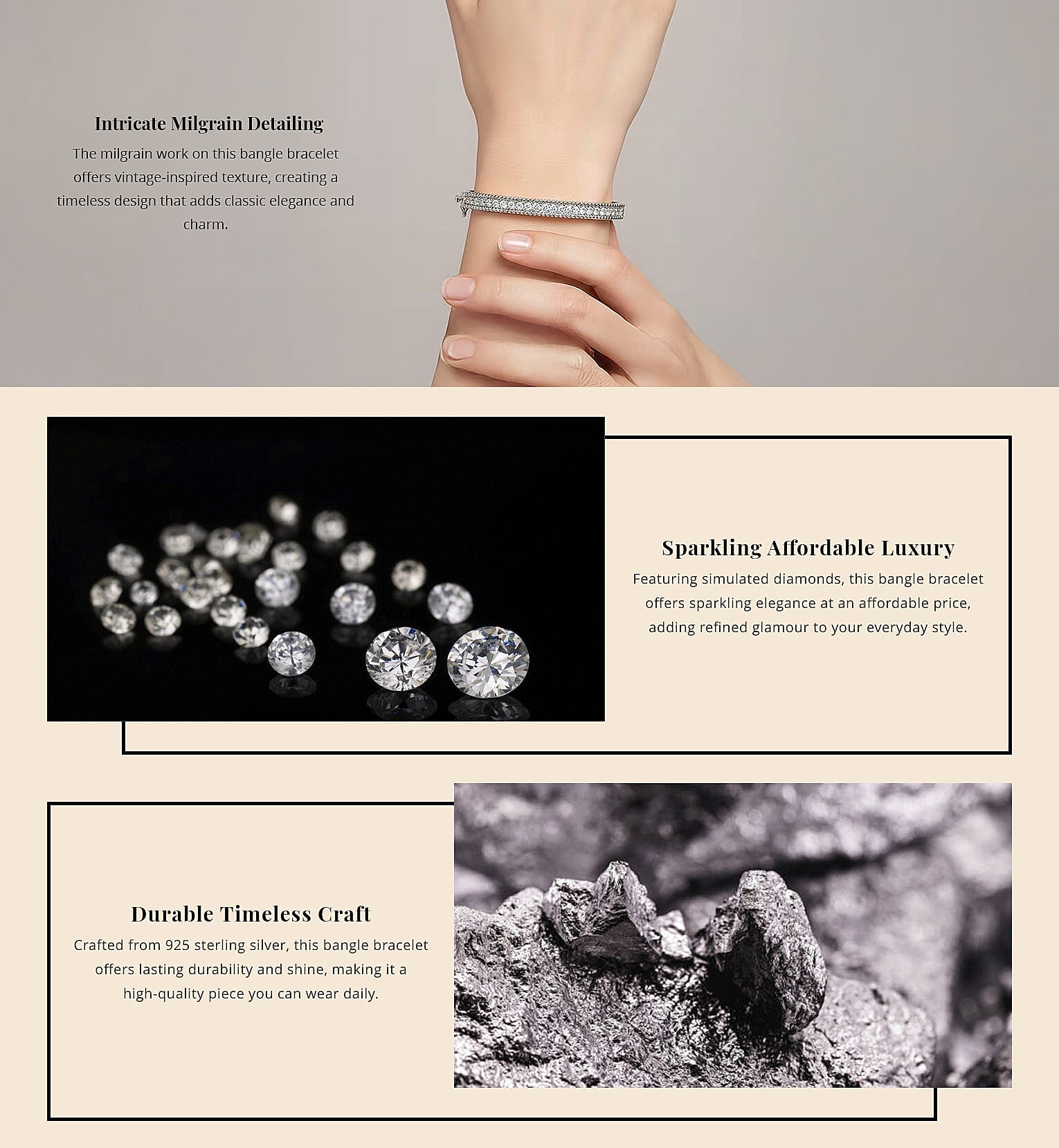 Simulated Diamond 5.90 ctw Bangle Bracelet in Rhodium Over Sterling Silver (7.25 In) Banner