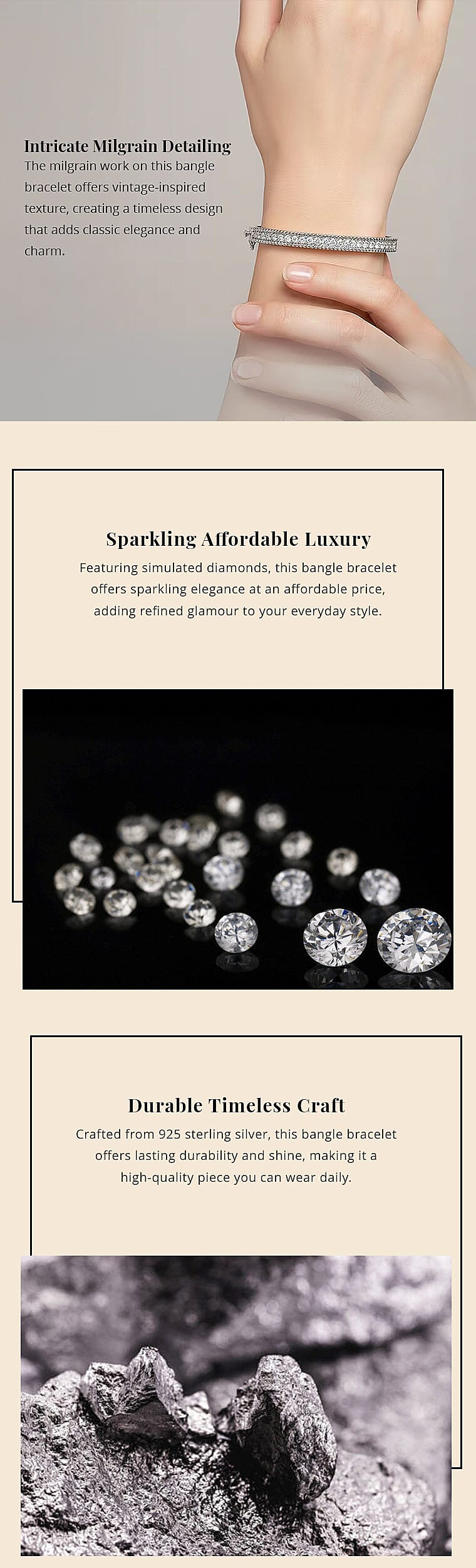 Simulated Diamond 5.90 ctw Bangle Bracelet in Rhodium Over Sterling Silver (7.25 In) Banner