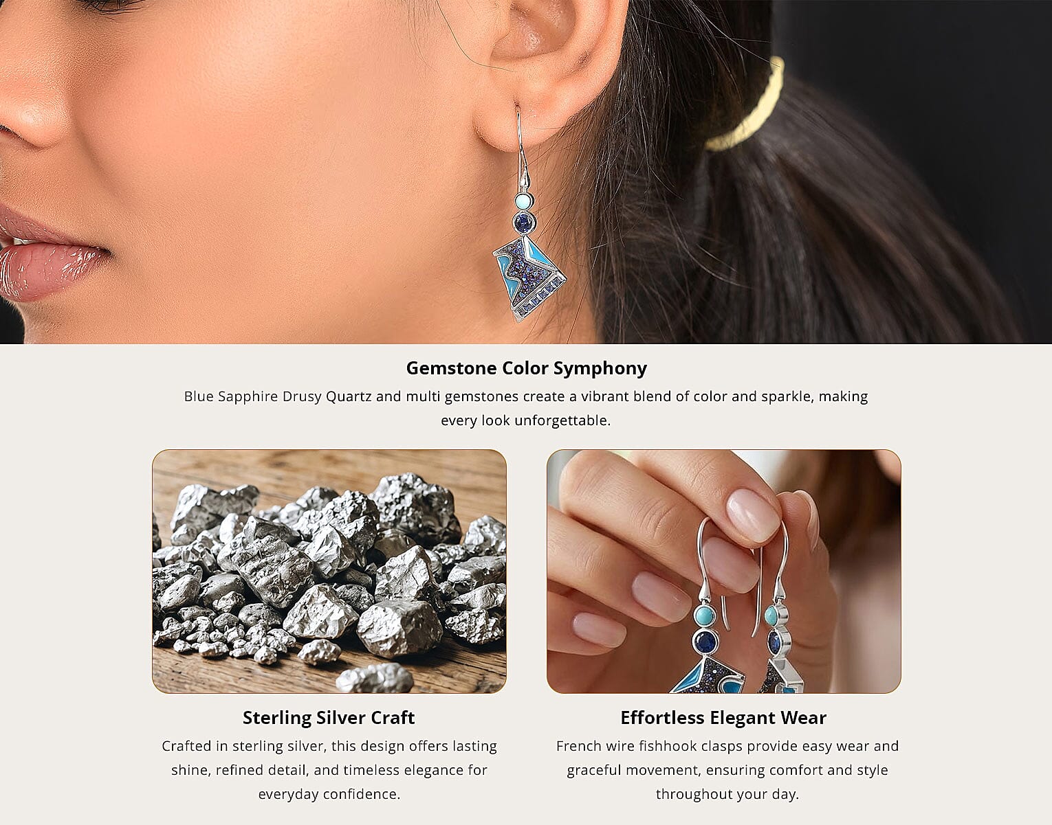 120 Facet Moissanite (Rnd 6.5mm) Trilogy Ring , Pendant without Chain and Stud Earrings Jewelry Set For Women in Vermeil YG Over Sterling Silver 6.20 ctw Banner
