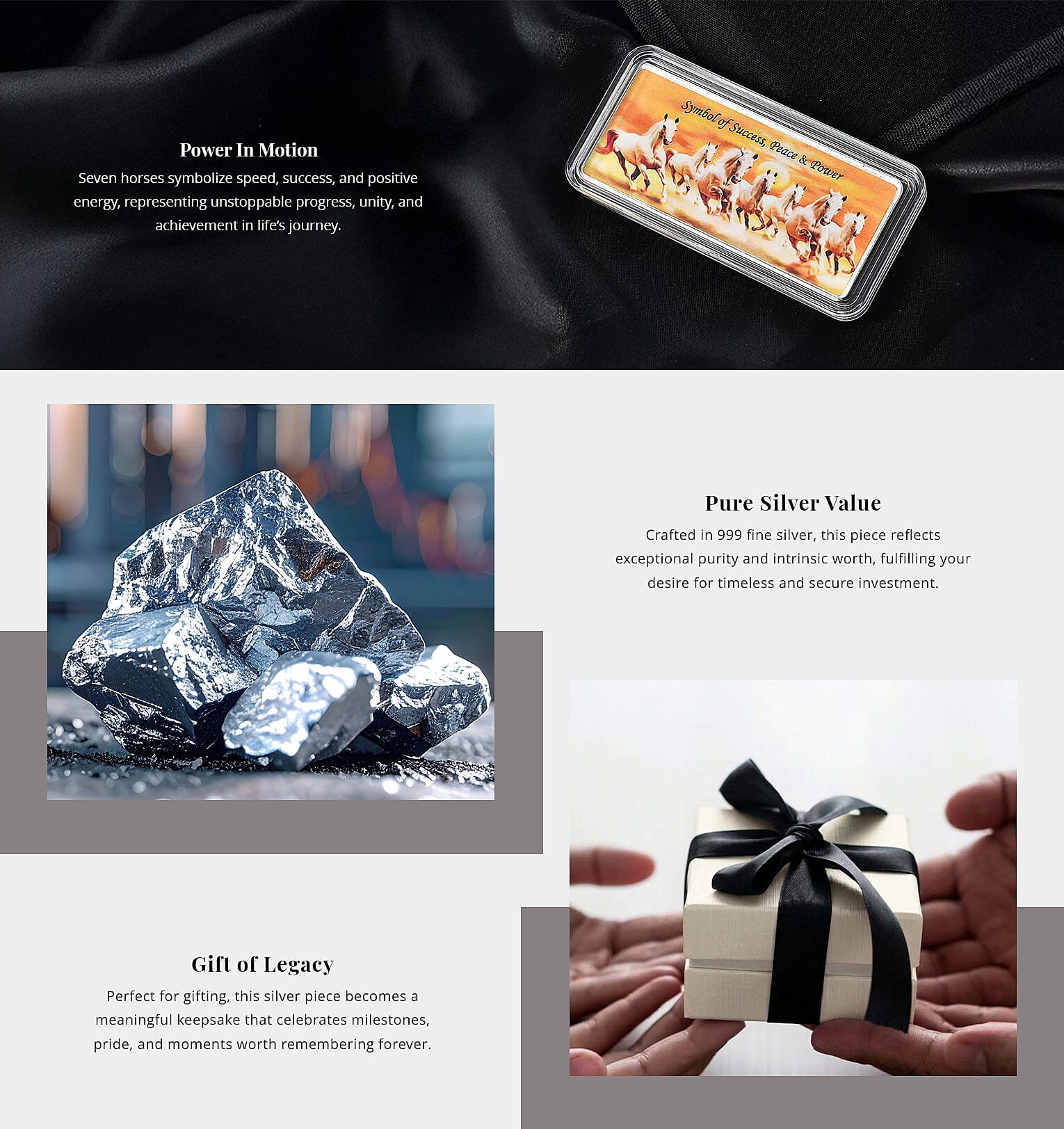 999.9 Fine Silver Rainbow Severn Horse Bar 50g Banner