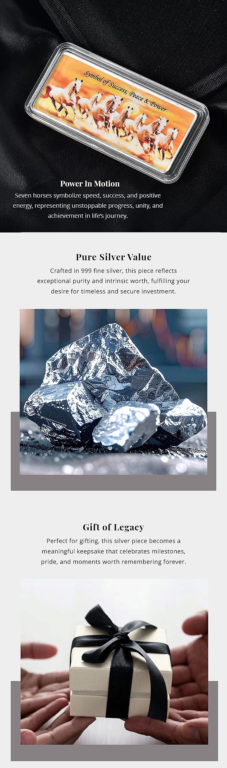 999.9 Fine Silver Rainbow Severn Horse Bar 50g Banner