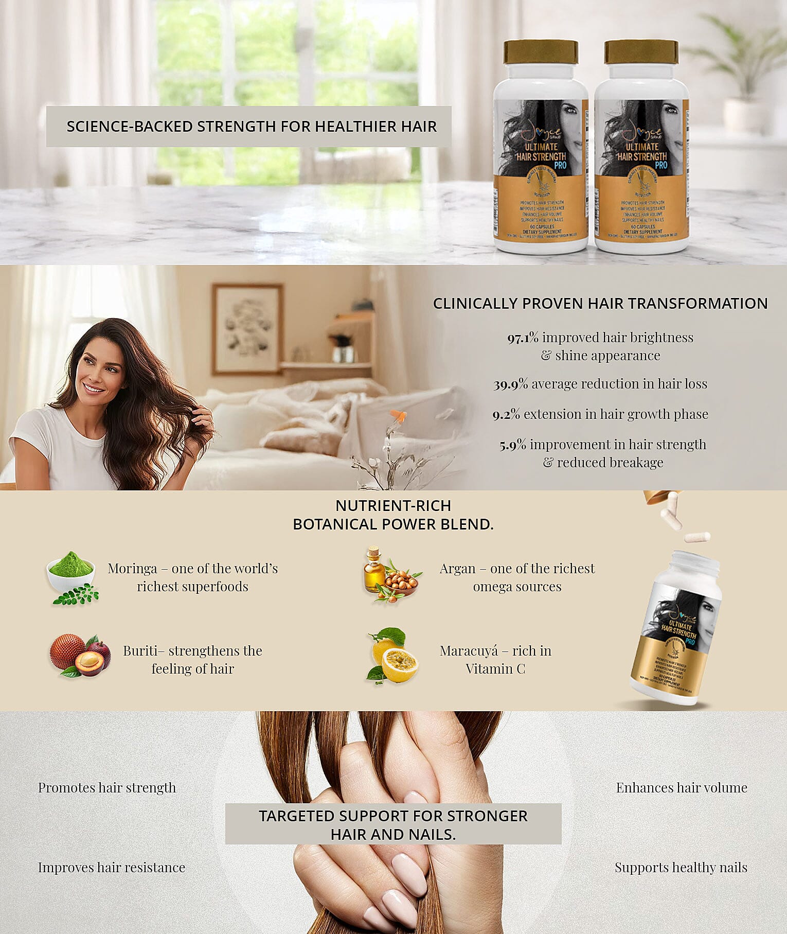 Joyce Giraud Ultimate Hair Strength Supplements, 60-Day Supply, 120 Capsules Banner