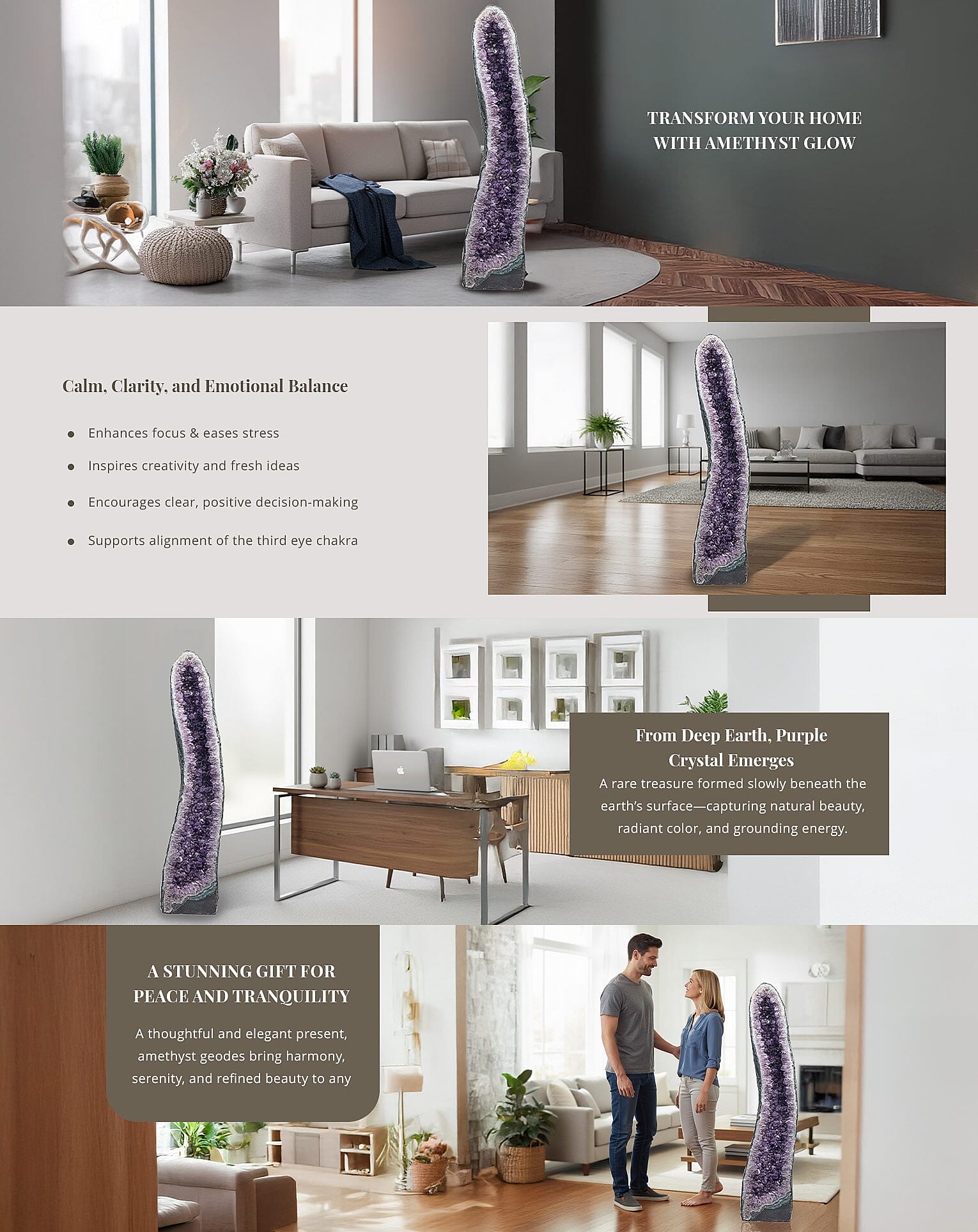 Decorative Carved Amethyst Geode on Wooden Base (220 lbs) Banner