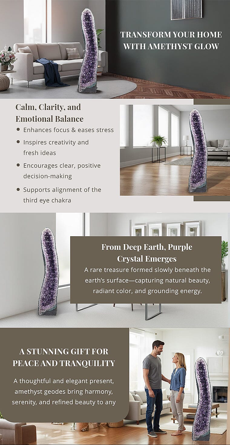 Decorative Carved Amethyst Geode on Wooden Base (220 lbs) Banner