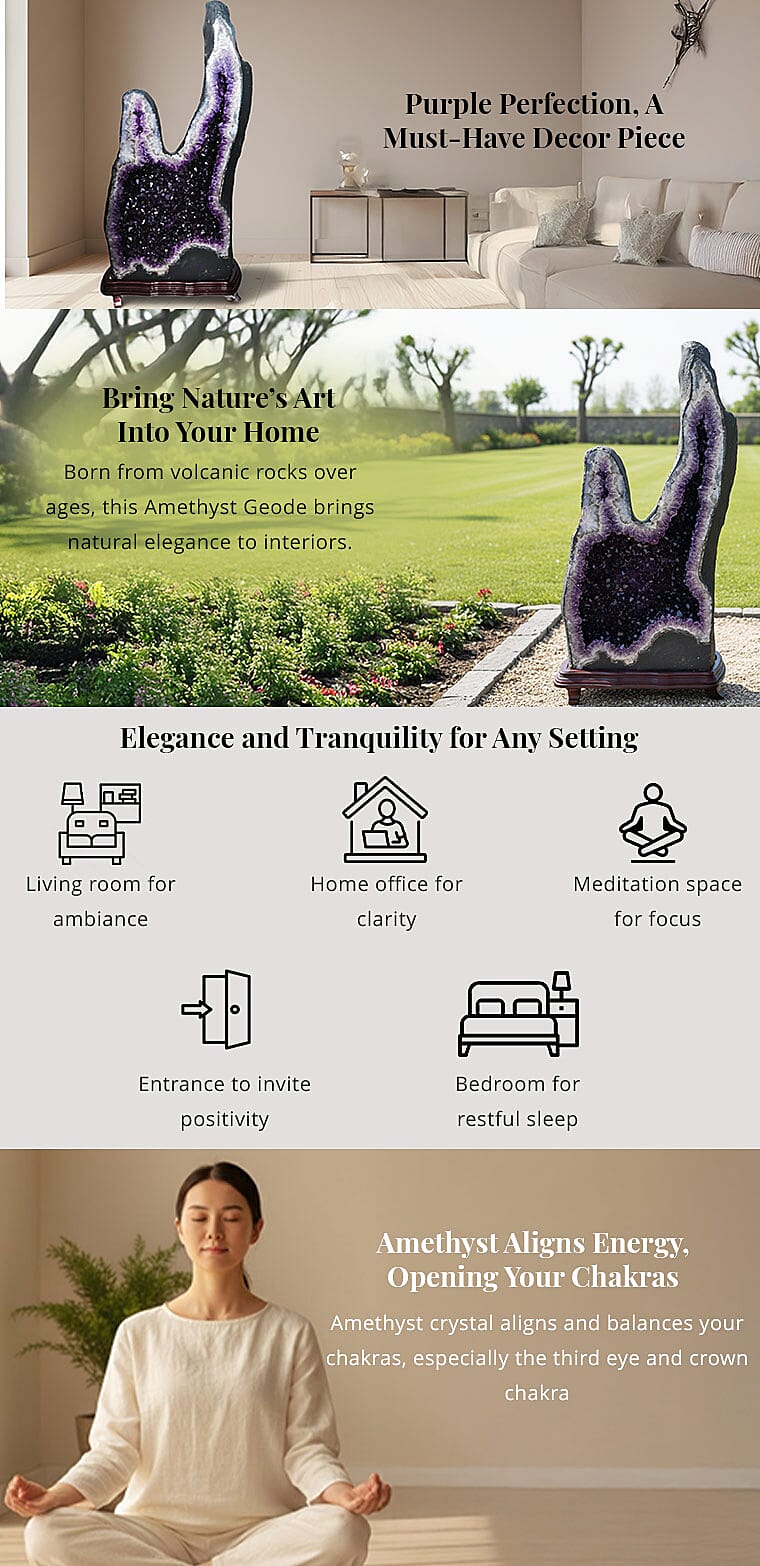 Home and Office Decor Uruguayan Amethyst Geode With Stand - 754 lbs (67x35) Banner