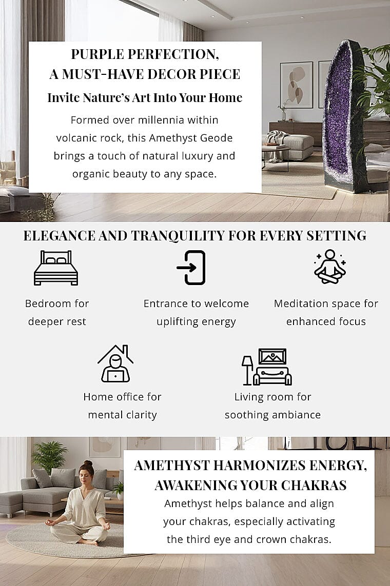 Home and Office Decor Amethyst Color Geode With Stand (152 lbs) Banner