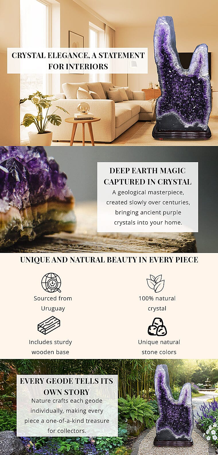 Home and Office Decor Uruguayan Amethyst Geode On Wooden Base - 641 lbs (63x33x16) Banner