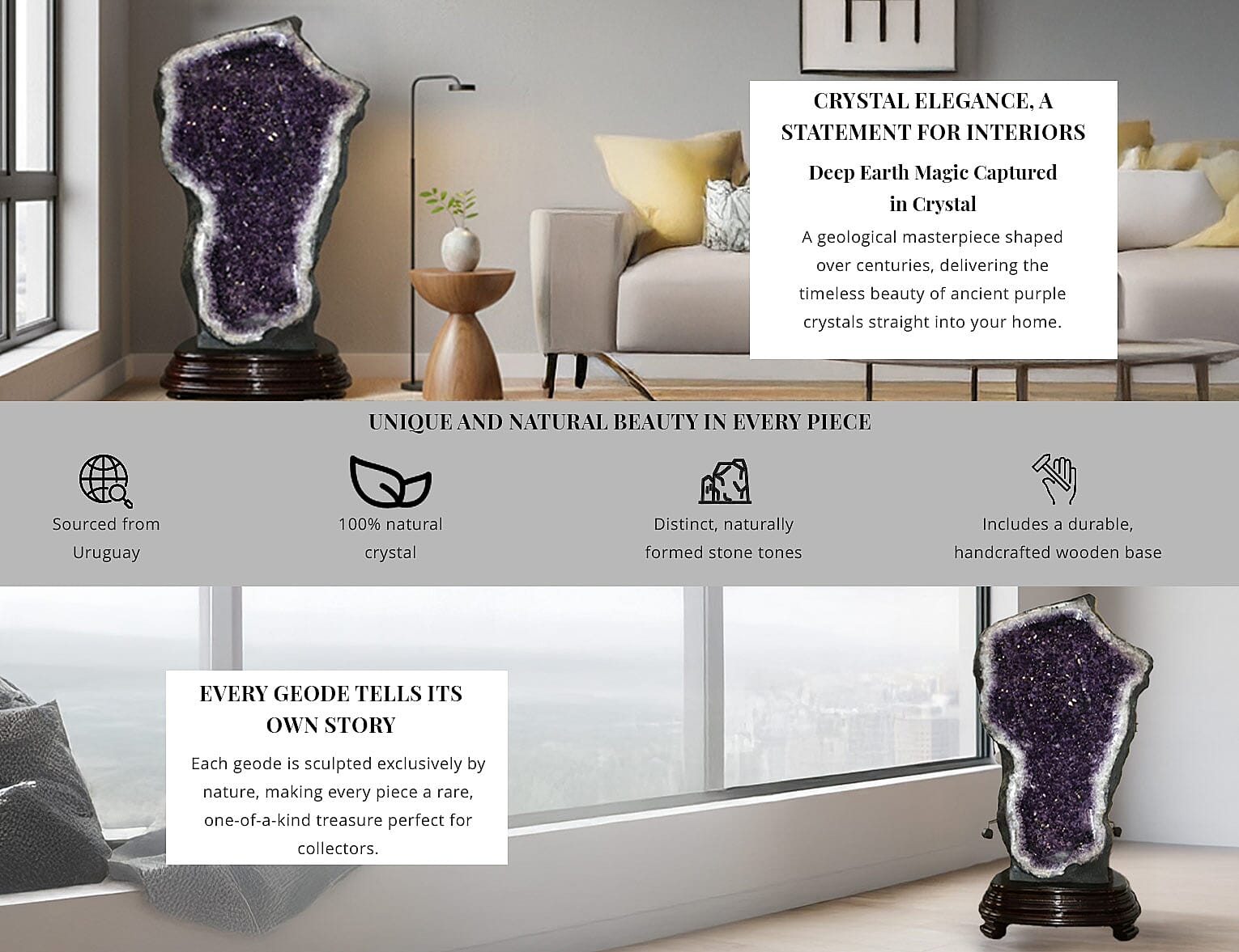 Home and Office Decor Uruguayan Amethyst Geode With Stand (351 lbs) Banner