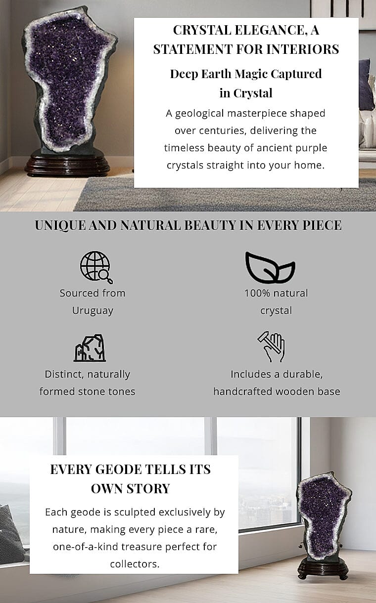 Home and Office Decor Uruguayan Amethyst Geode With Stand (351 lbs) Banner