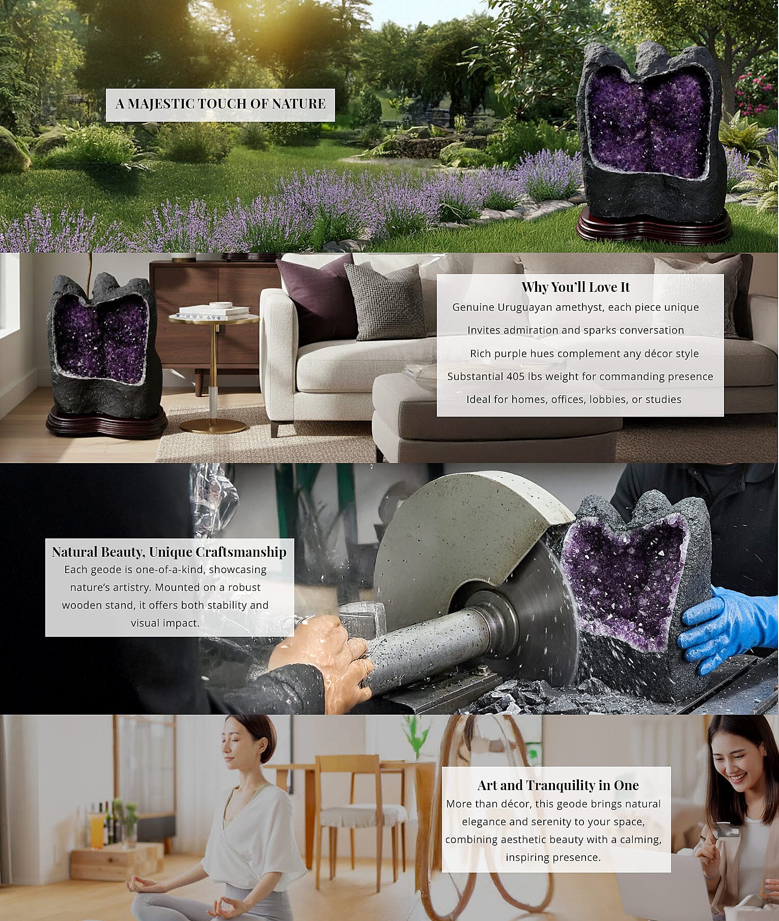 Home and Office Decor Uruguayan Amethyst Geode With Stand - 405 lbs Banner