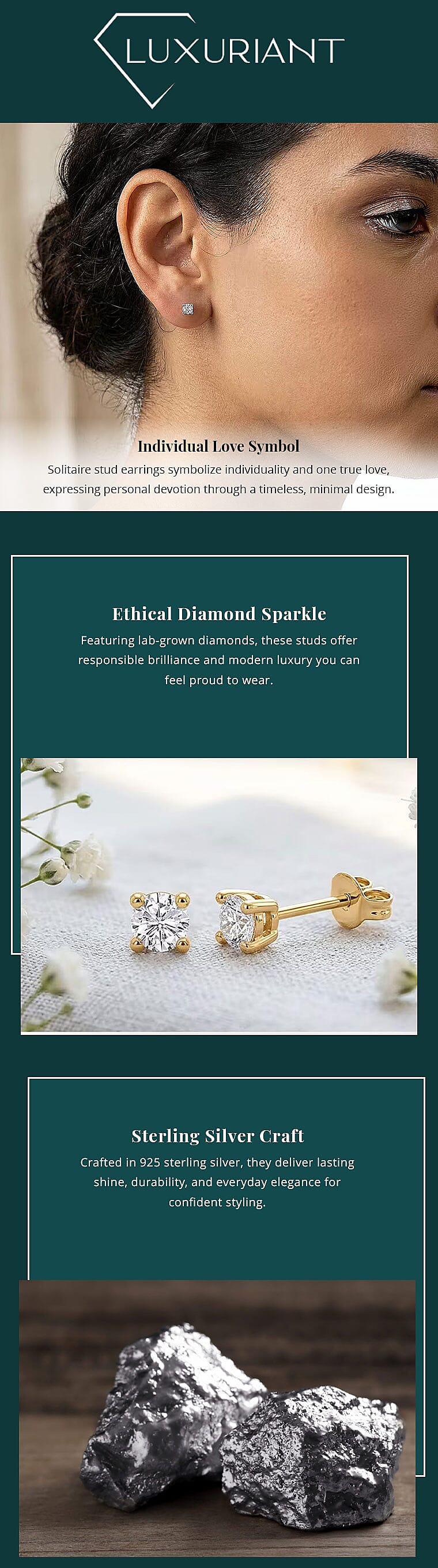 Luxuriant Lab Grown Diamond G-H SI 0.15 ctw Stud Earrings in Platinum Over Sterling Silver Banner
