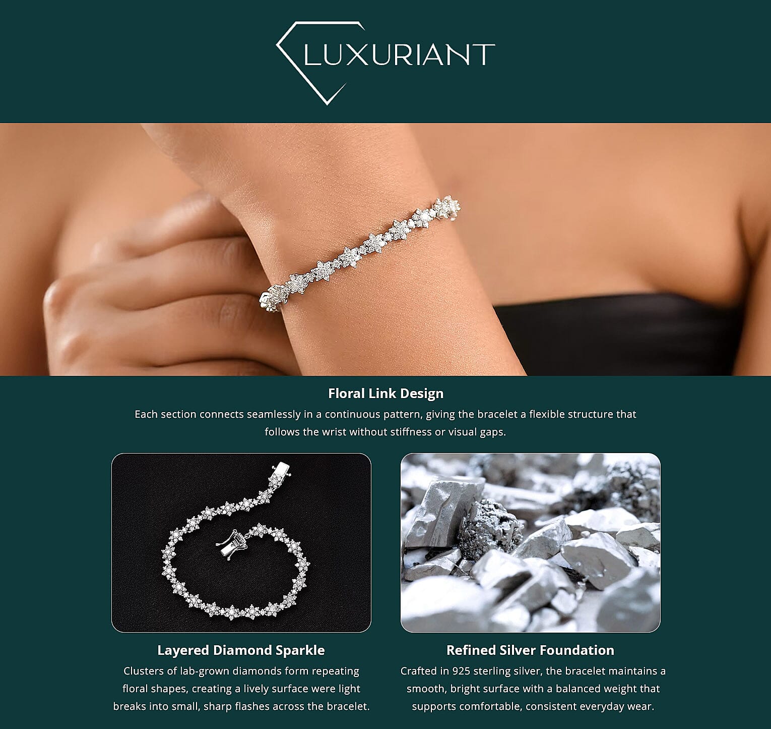Luxuriant Lab Grown Diamond G-H SI 3.20 ctw Bracelet in Rhodium Over Sterling Silver (6.50 In) Banner