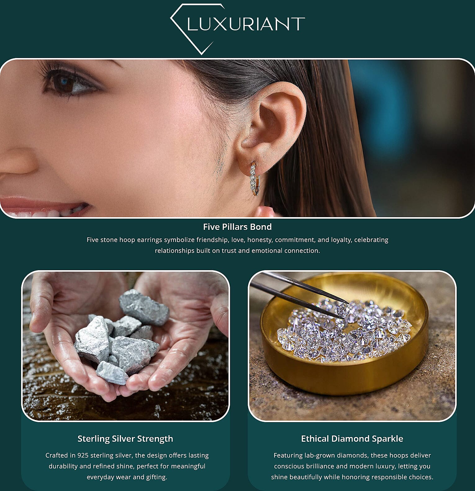 Luxuriant Lab Grown Diamond G-H SI 0.25 ctw Earrings in 18K Yellow Gold Plated Sterling Silver Banner