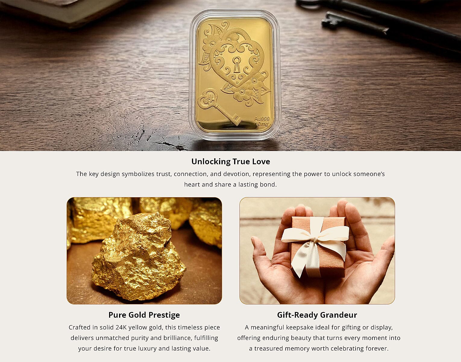 24K Yellow Gold Key of My Heart Emboss Sheet 31x45.5mm (10mg) Banner