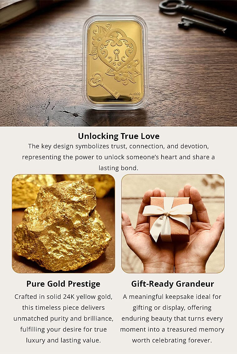24K Yellow Gold Key of My Heart Emboss Sheet 31x45.5mm (10mg) Banner