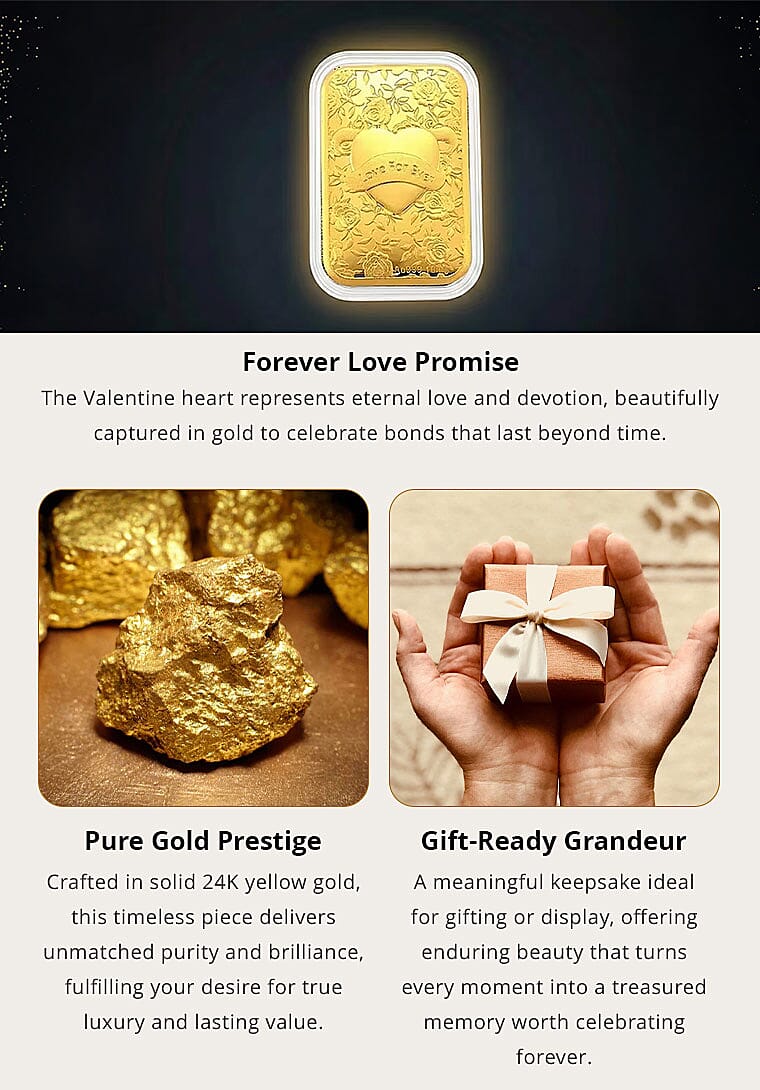 24K Gold Valentine Heart – Love Forever Embossed Sheet (31 × 45.5mm) 10mg Banner
