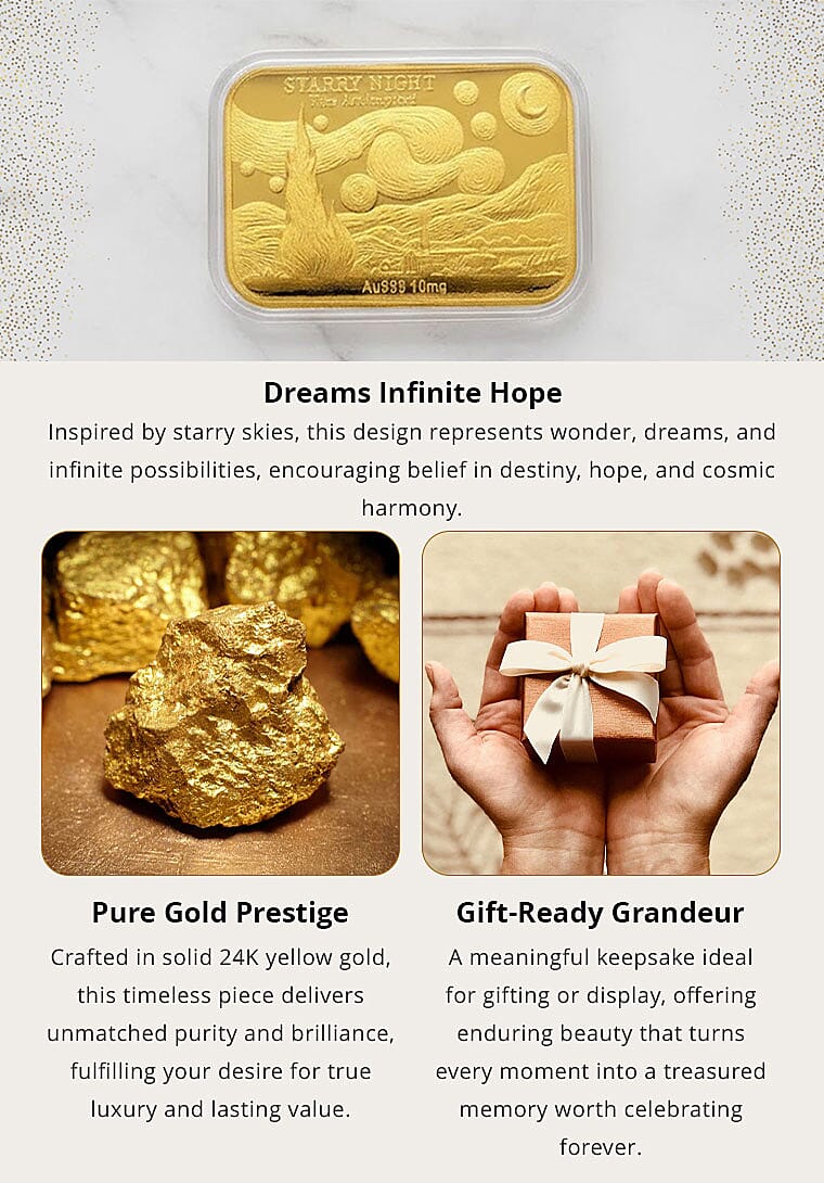 24K Gold Starry Night — Under a Sky of Wonder Embossed Gold Sheet | 10 mg Banner