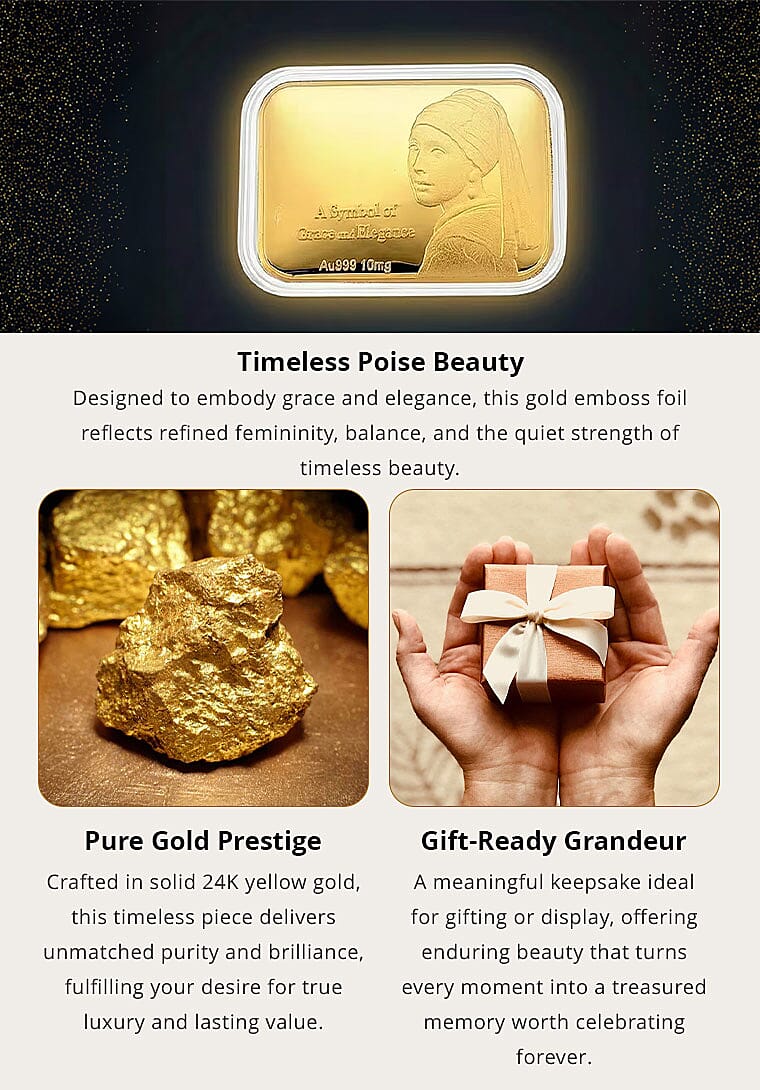 24K Gold A Symbol of Grace and Elegance Embossed Sheet 31x45.5mm 10mg Banner