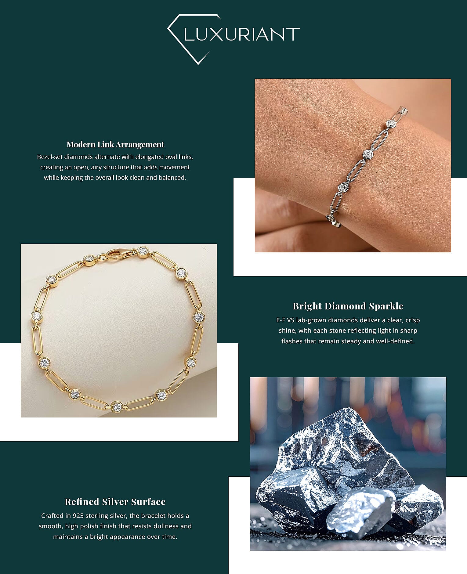 Luxuriant Lab Grown Diamond E-F VS 1.10 ctw Bracelet in Rhodium Over Sterling Silver (7.25 In) (Del. in 12-15 Days) Banner