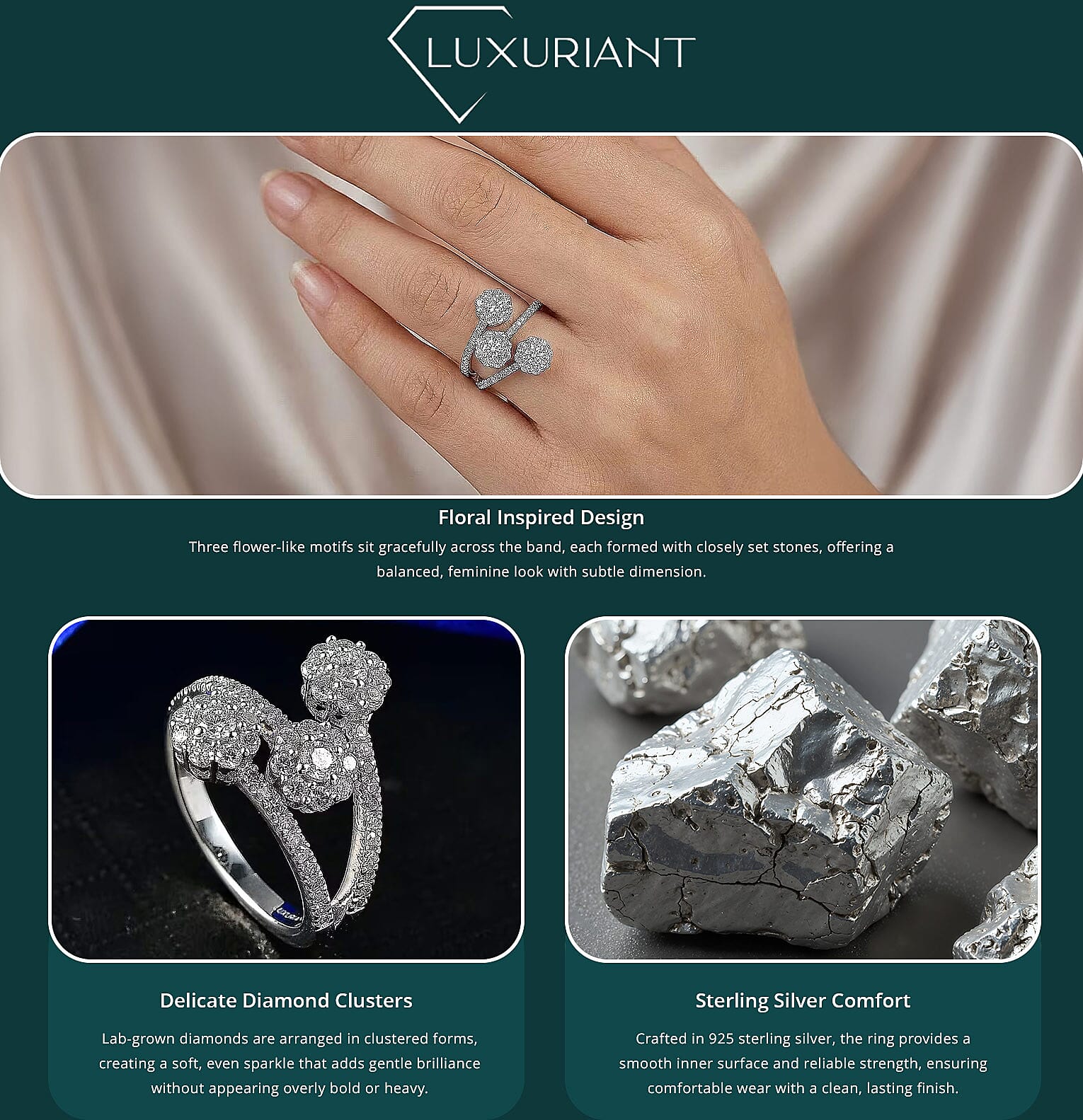 Luxuriant Lab Grown Diamond G-H SI 1.00 ctw Ring in Rhodium Over Sterling Silver (Del. In 10-12 Days) Banner