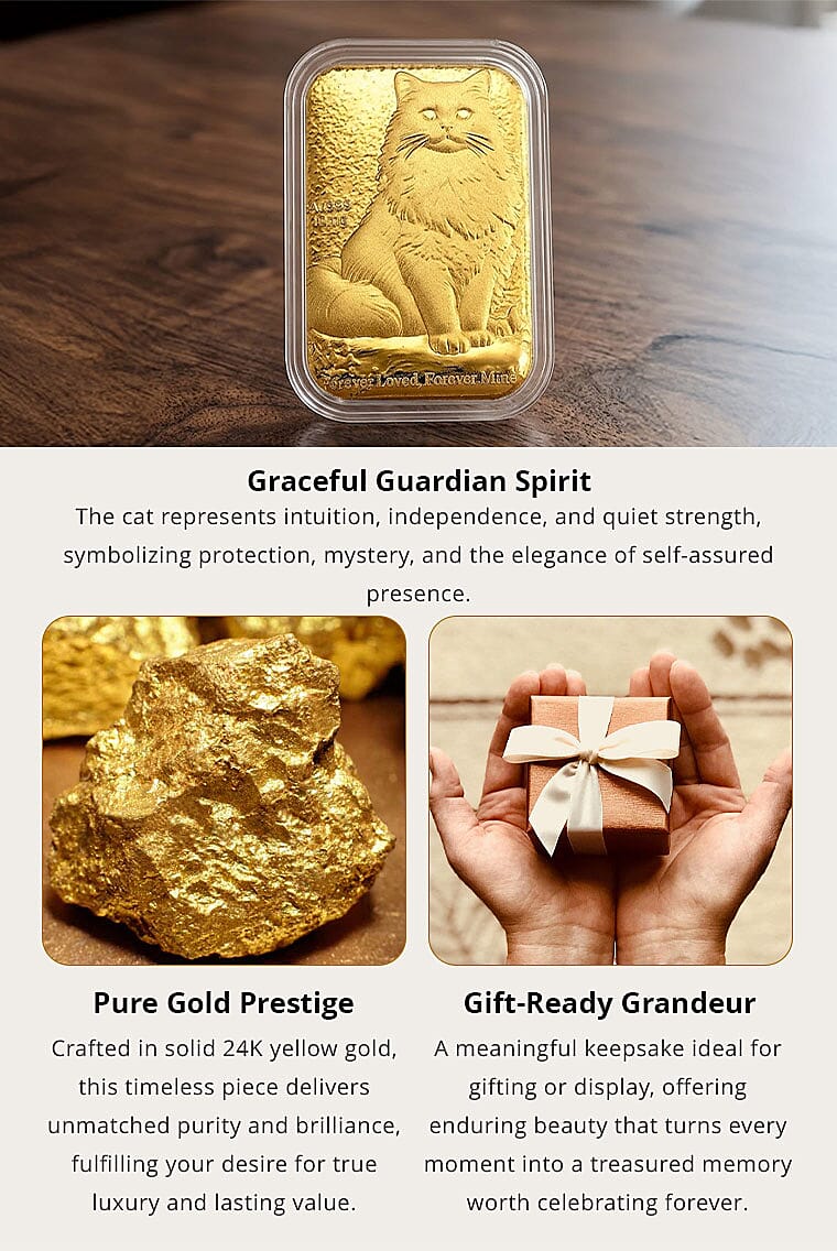 24K Yellow Gold Cat Emboss Sheet 31x45.5mm (10mg) Banner