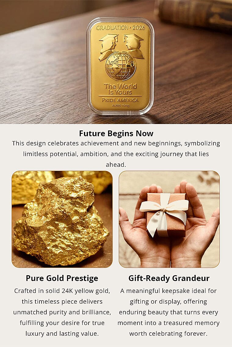 24K Golden The World Is Yours - Pride America Embossed Sheet (31x45.5mm) 10mg Banner