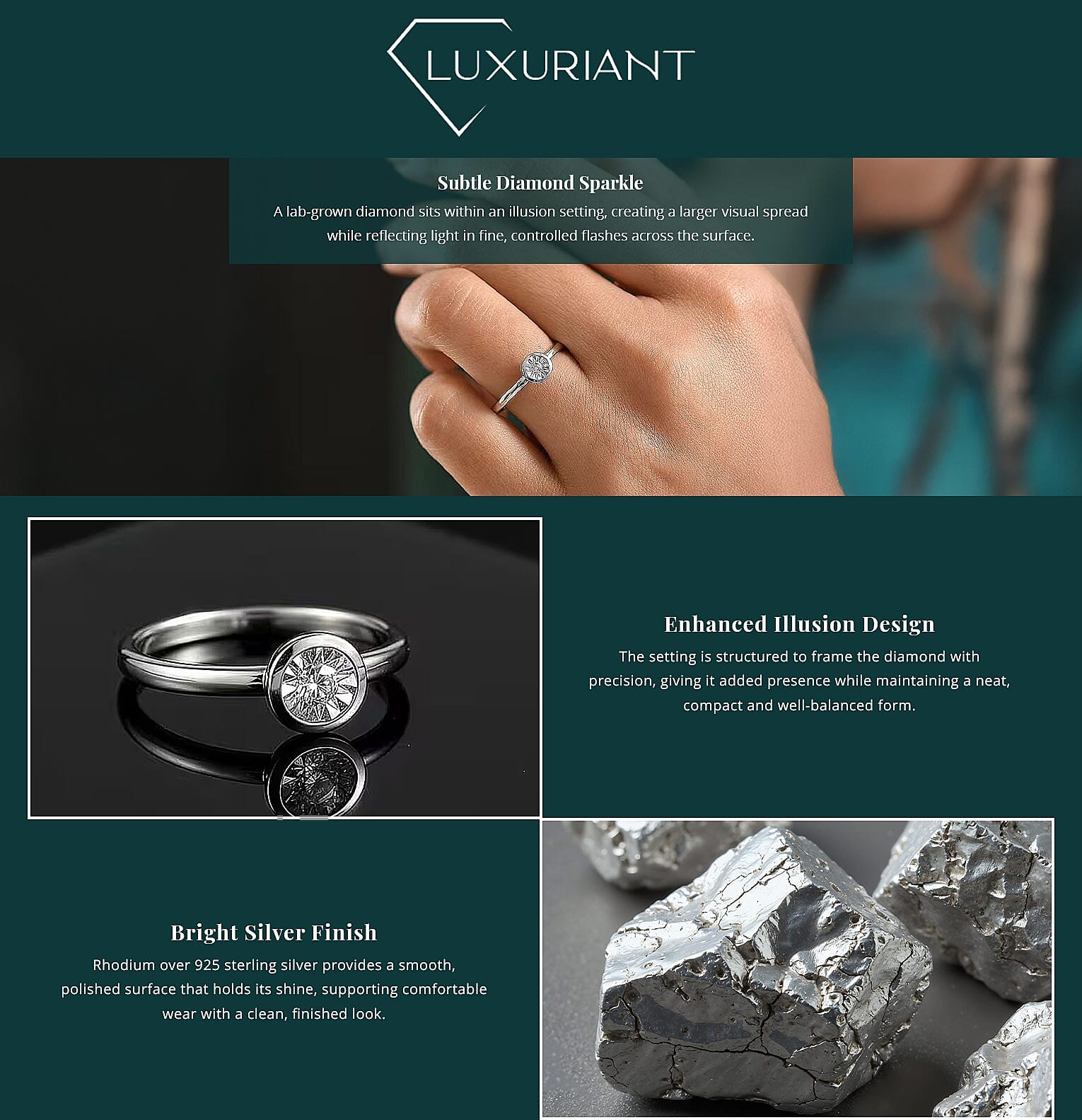 Luxuriant Lab Grown Diamond G-H SI 0.10 ctw Ring in Rhodium Over Sterling Silver (Del. in 10-12 Days) Banner
