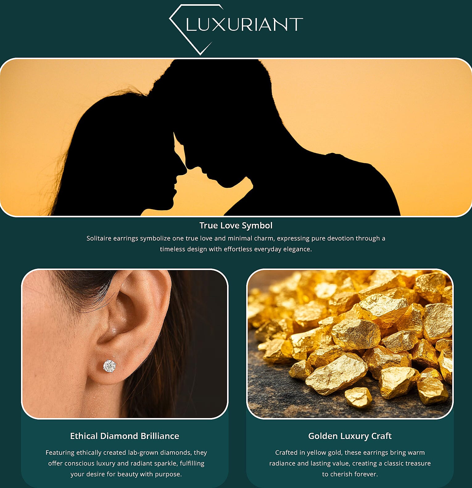 Luxuriant Lab Grown Diamond G-H SI 1.00 ctw Stud Earrings in 10K Yellow Gold Banner