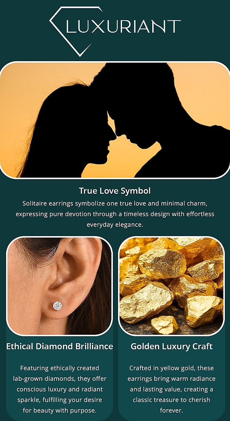 Luxuriant Lab Grown Diamond G-H SI 1.00 ctw Stud Earrings in 10K Yellow Gold Banner