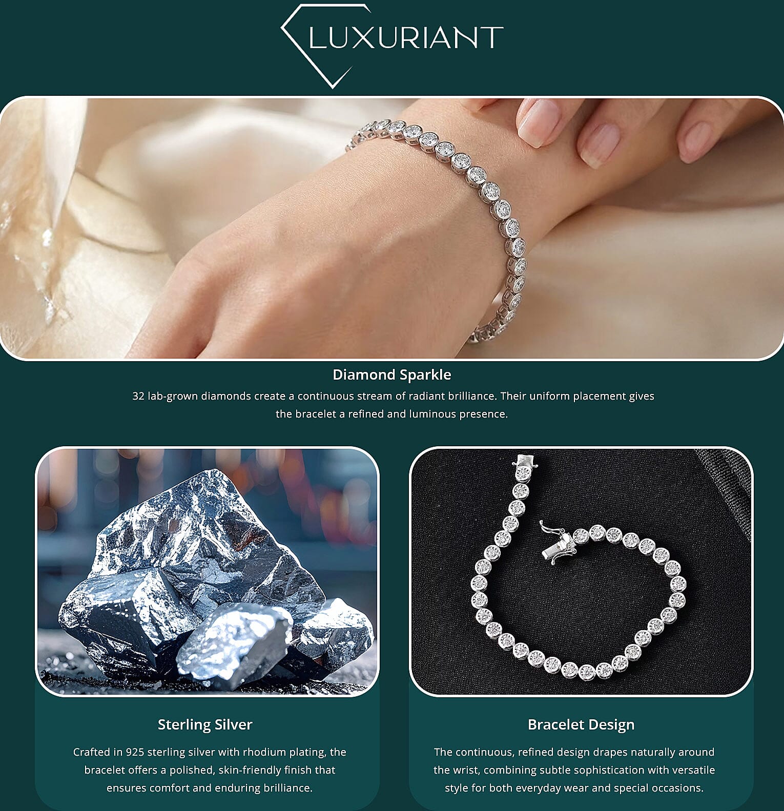 Luxuriant Lab Grown Diamond G-H SI 2.35 ctw Bracelet in Rhodium Over Sterling Silver (7.25 In) (Del. In 10-12 Days) Banner