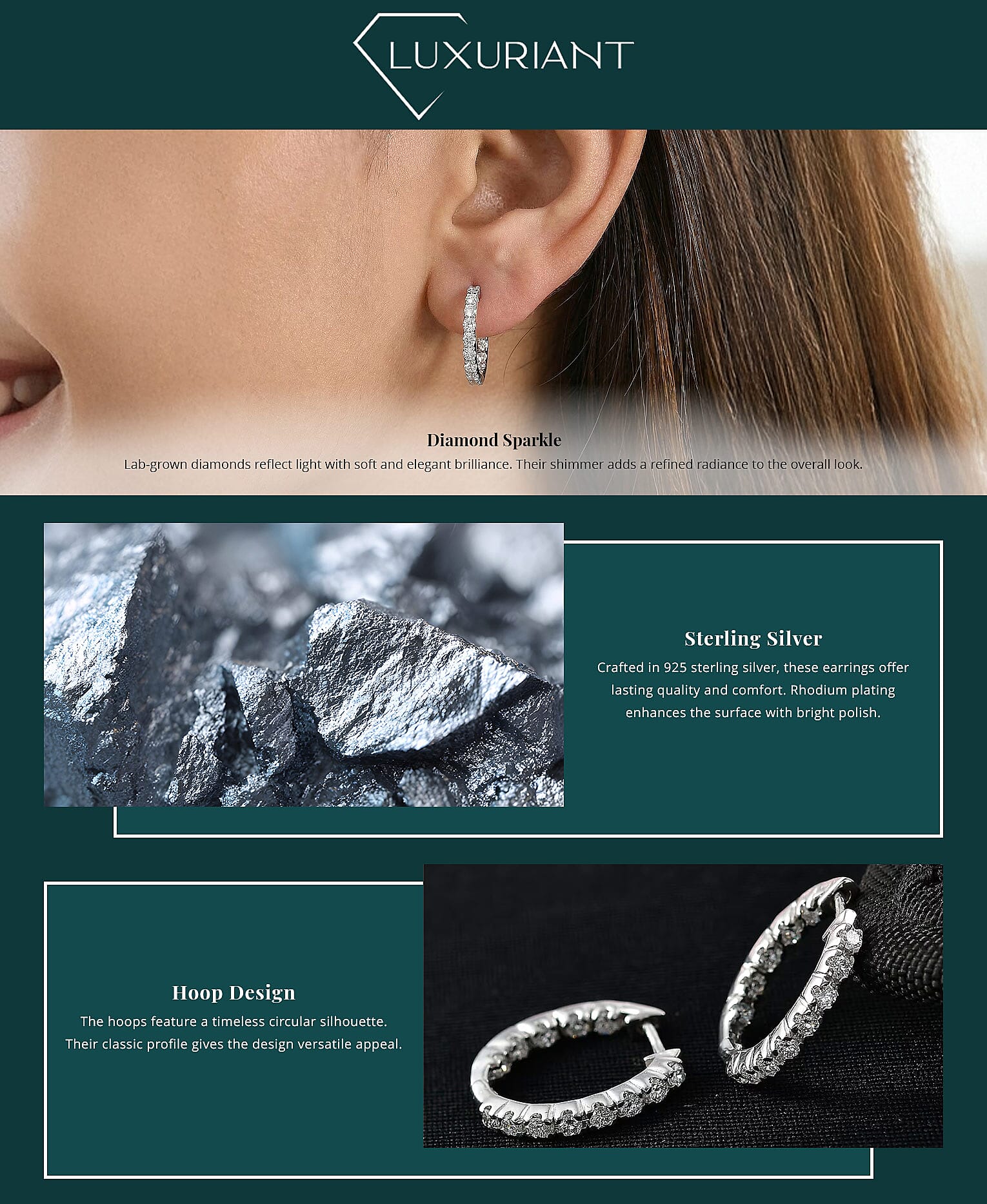 Luxuriant Lab Grown Diamond G-H SI 1.00 ctw Earrings in Rhodium Over Sterling Silver (Del. In 10-12 Days) Banner