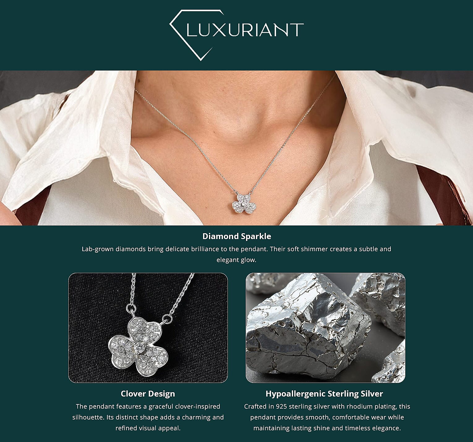 Luxuriant Lab Grown Diamond G-H SI 0.50 ctw Necklace in Rhodium Over Sterling Silver 18-20 Inches (Del. In 10-12 Days) Banner