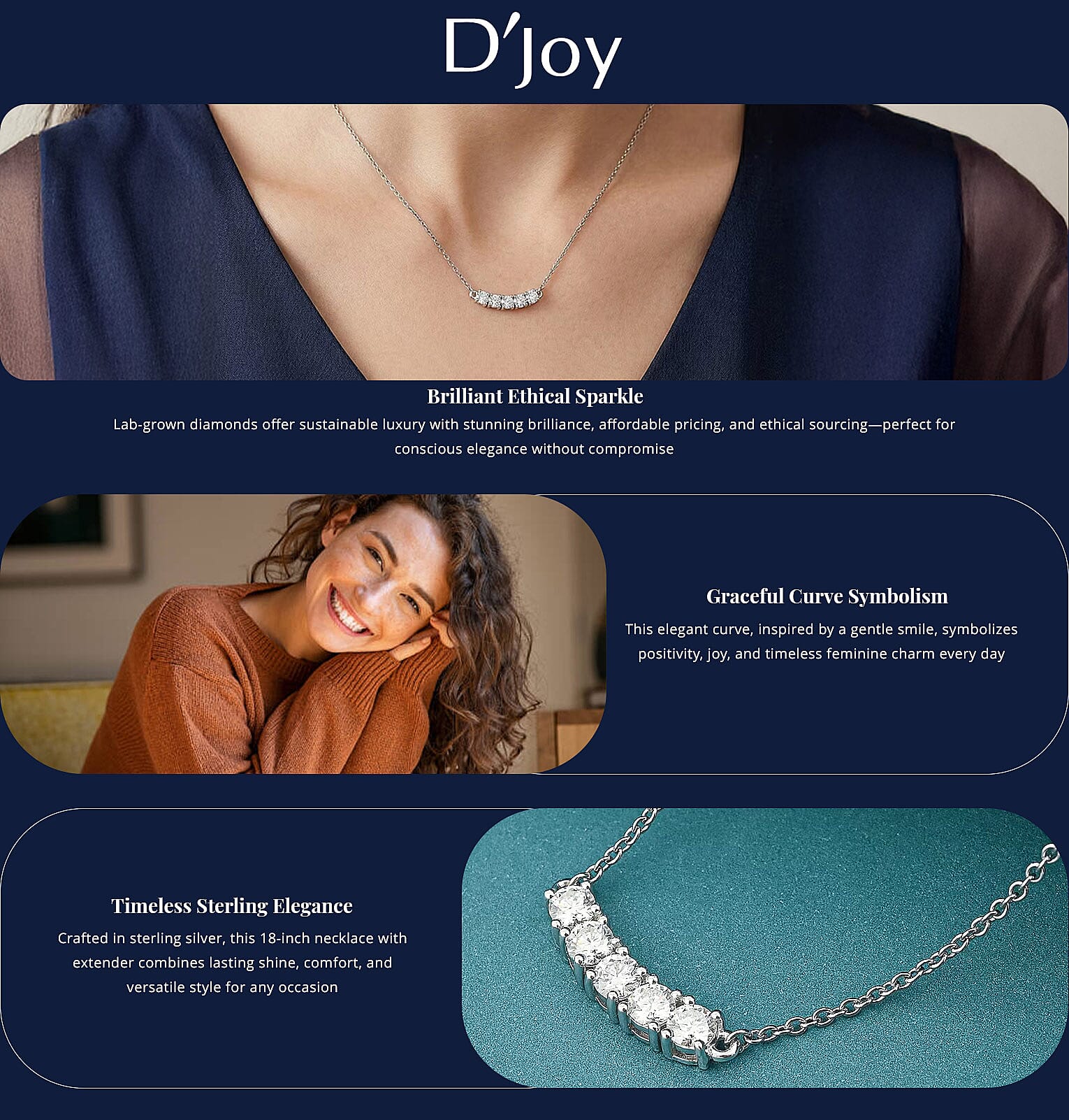 D'Joy Moissanite 1.25 ctw Necklace in Platinum Over Sterling Silver 18 Inches Banner