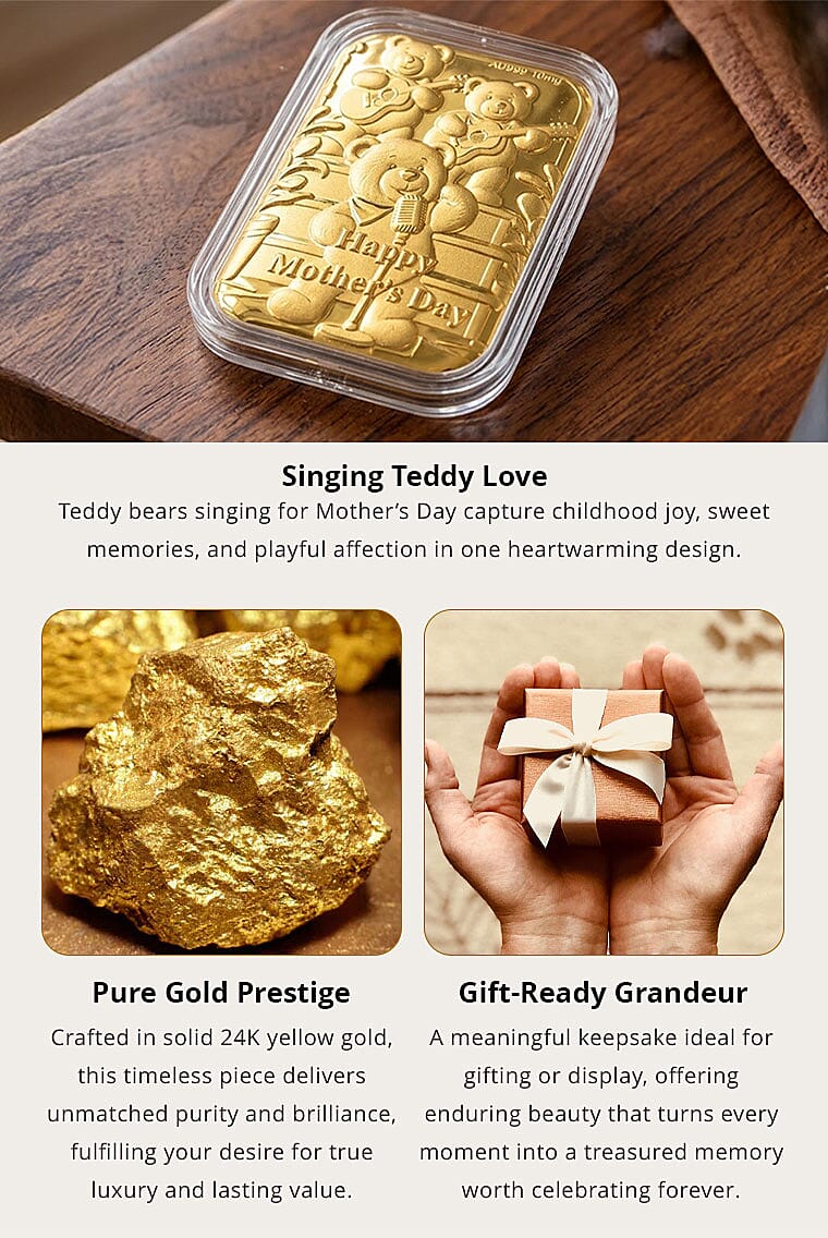 24K Golden Happy Mother's Day Emboss Sheet (31x45.5mm) 10mg Banner