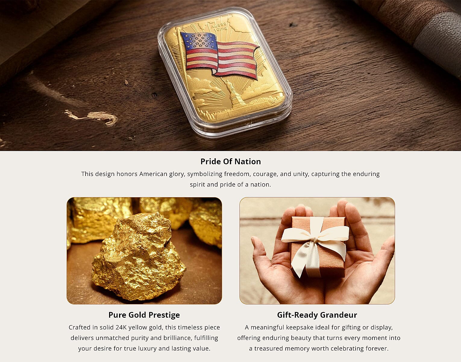 24K Gold Spirit of Freedom - American Glory Tribute Embossed Sheet (31x45.5mm) 10mg Banner