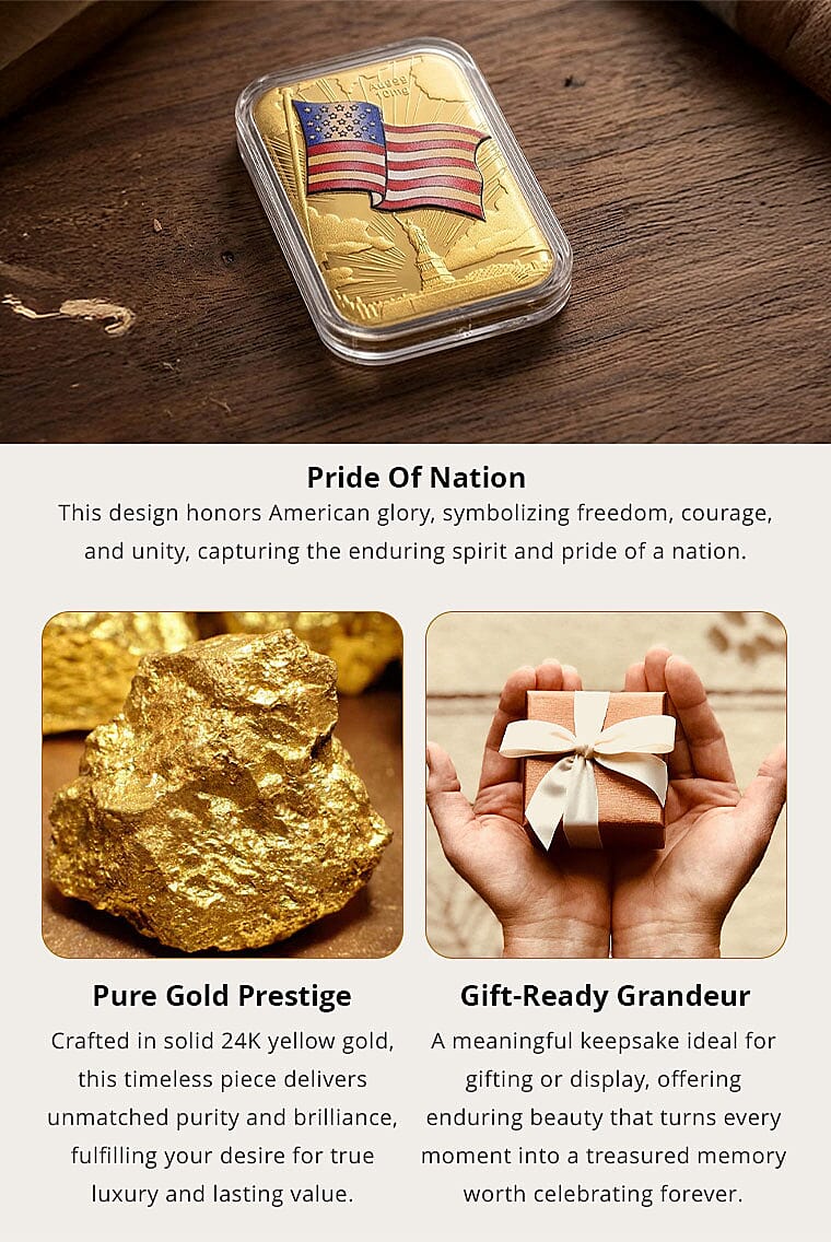 24K Gold Spirit of Freedom - American Glory Tribute Embossed Sheet (31x45.5mm) 10mg Banner