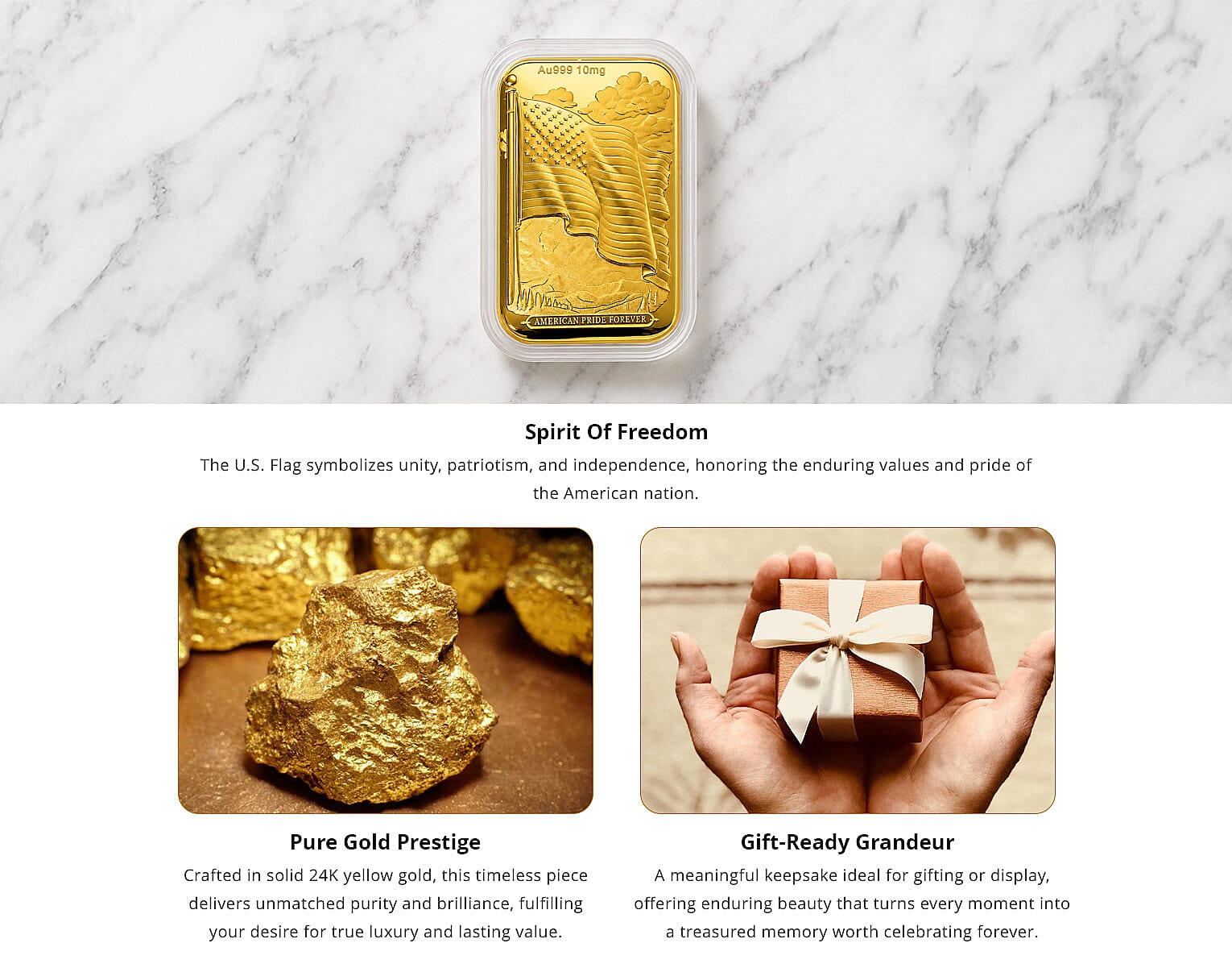 U.S. Flag 24k Gold Embossed Sheet 10mg Banner