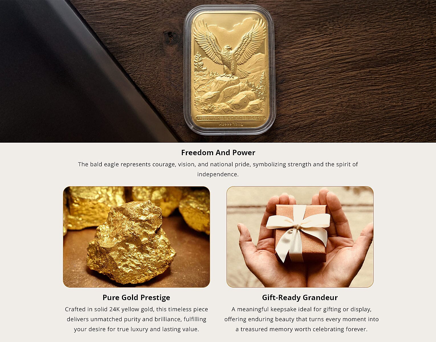 24K Gold Freedom Takes Flight – Bald Eagle Tribute Embossed Sheet (31x45.5mm) 10mg Banner