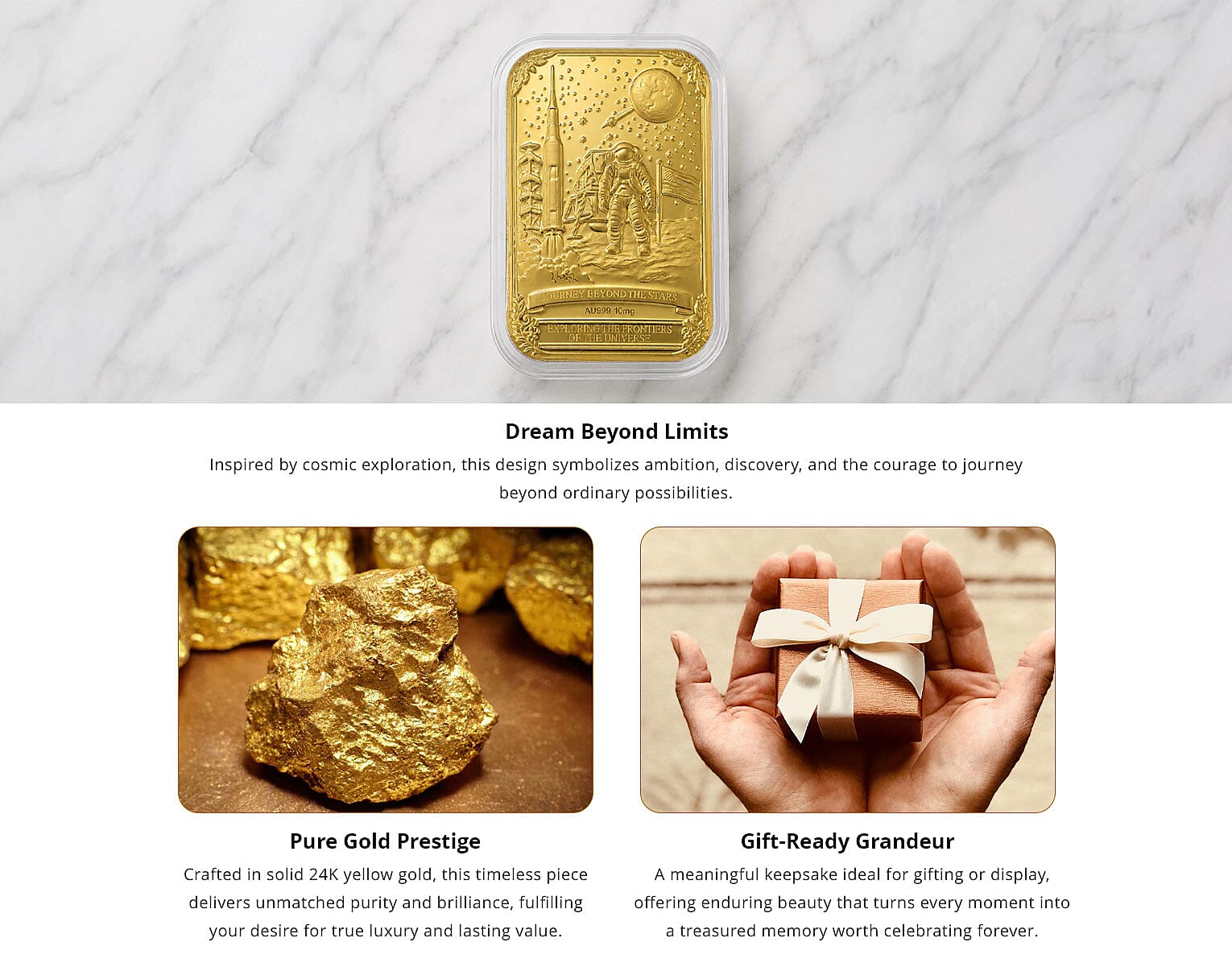 24K Yellow Gold Journey Beyond The Stars Embossed Sheet (31x45.5mm) 10mg Banner