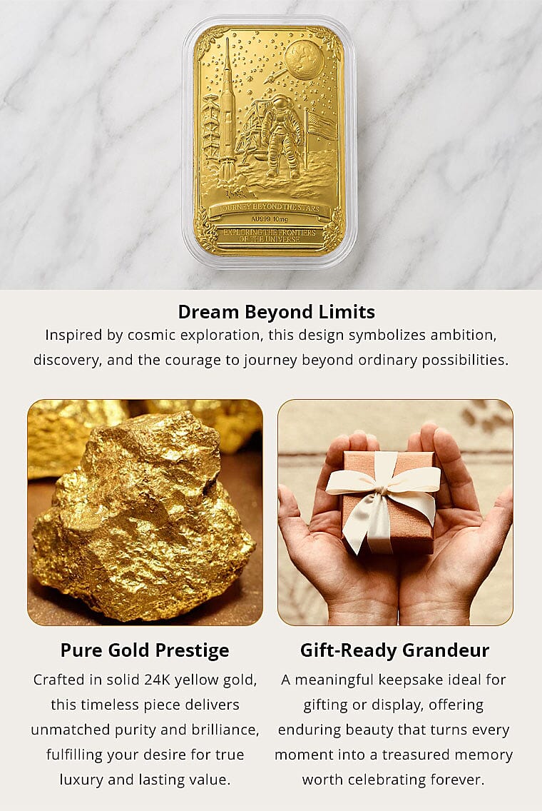 24K Yellow Gold Journey Beyond The Stars Embossed Sheet (31x45.5mm) 10mg Banner
